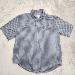 Carhartt plaid button-up flannel tshirt. Mens size extra Large 100% cotton. Blue